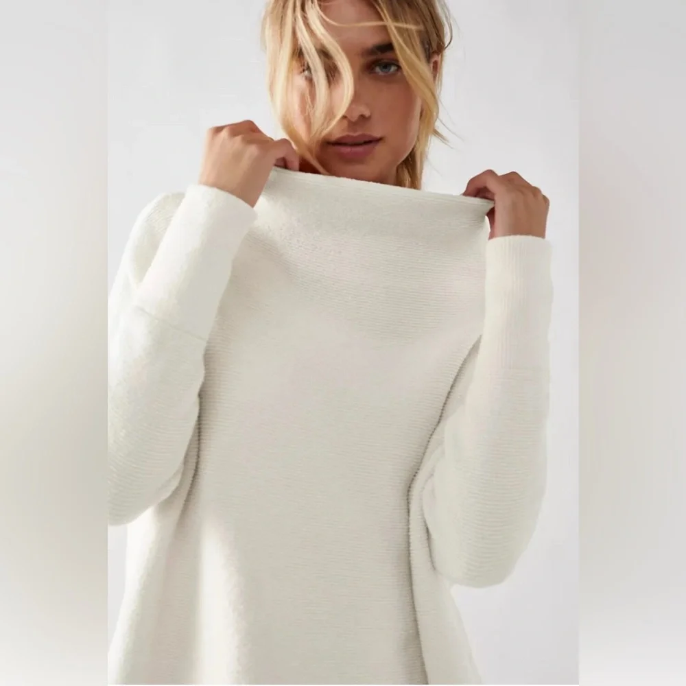 Free People Ottoman Slouchy Sweater Tunic Ecru Ivory Oversized Relaxed Womens S